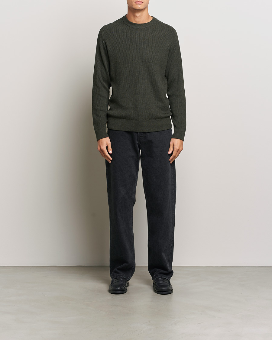 Mies | Puserot | NN07 | Kevin Cotton Knitted Sweater Dark Army
