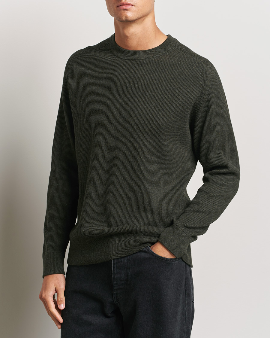 Mies | Puserot | NN07 | Kevin Cotton Knitted Sweater Dark Army