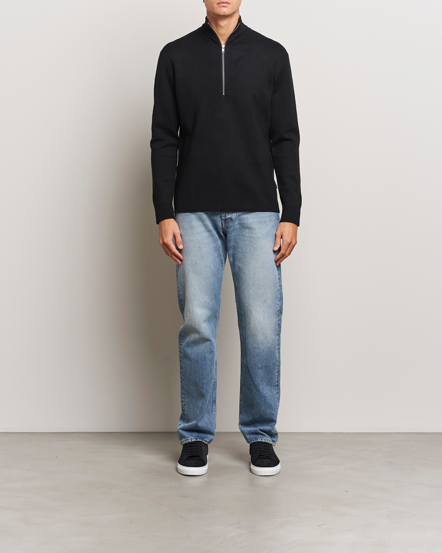 Mies | Puserot | NN07 | Harald Cotton/Modal Half Zip Black