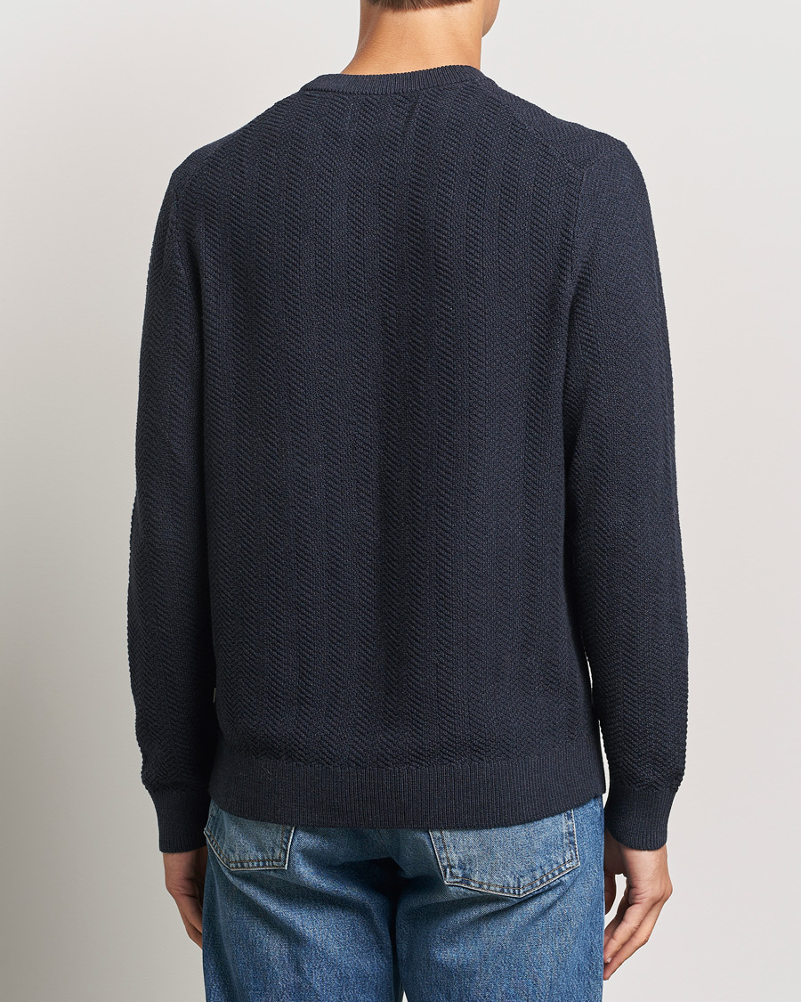 Mies | Puserot | NN07 | Pete Cotton Knitted Crew Neck Navy Melange