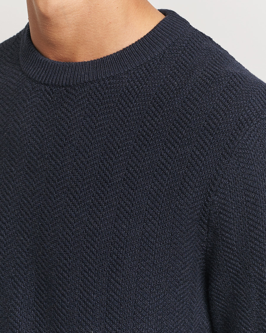 Mies | Puserot | NN07 | Pete Cotton Knitted Crew Neck Navy Melange