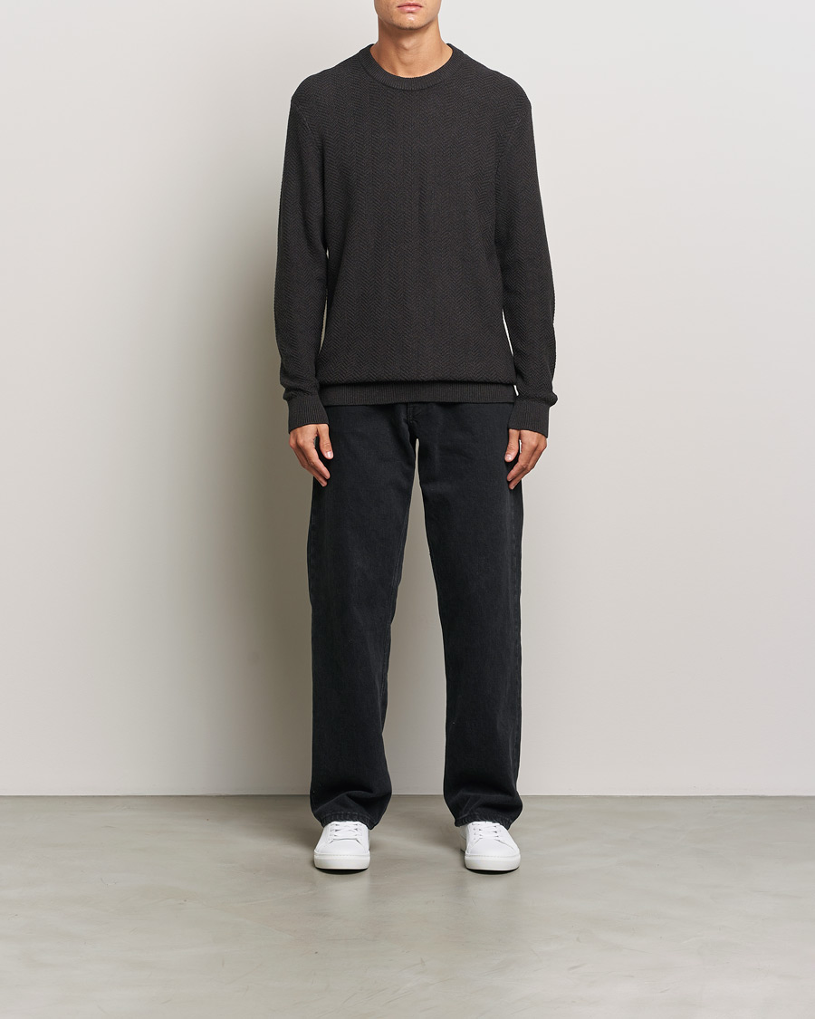 Mies | Puserot | NN07 | Pete Cotton Knitted Crew Neck Demitase Brown