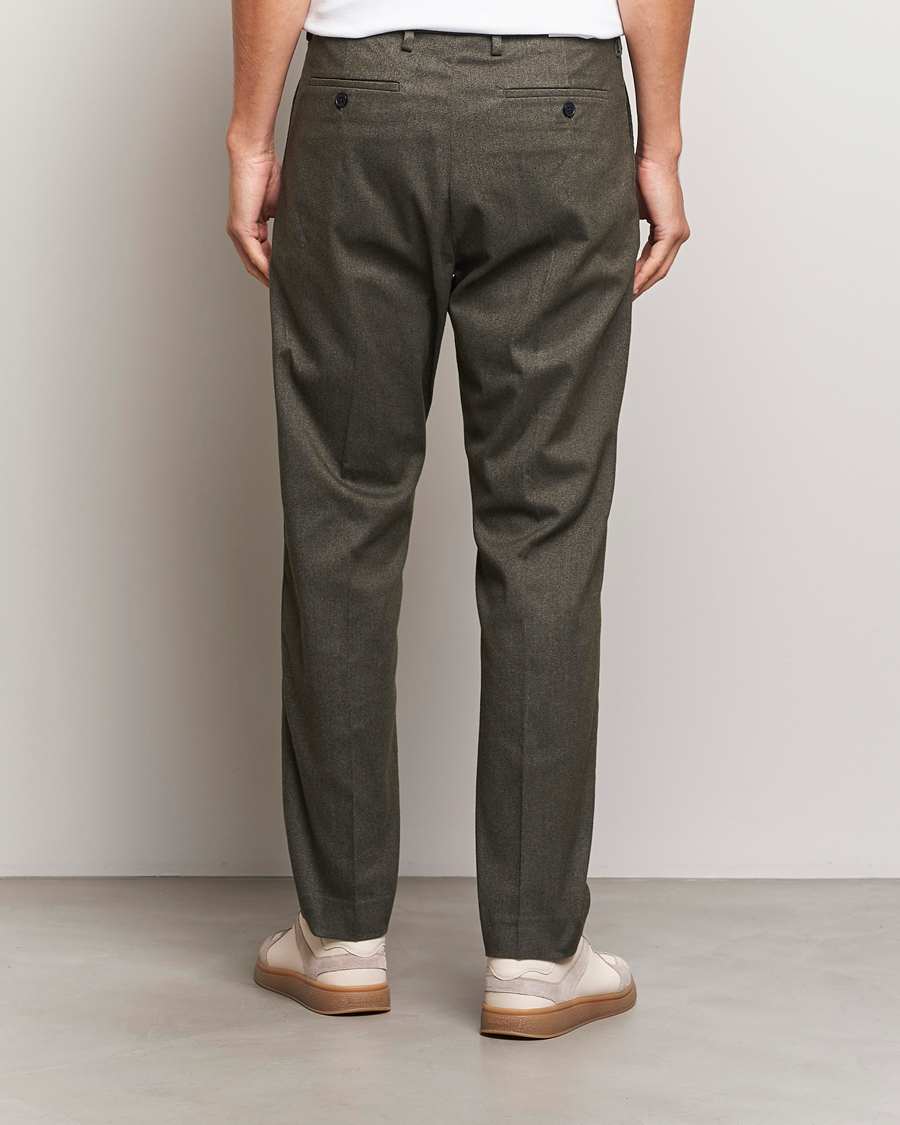Mies | Housut | NN07 | Bill Pleated Brushed Cotton Trousers Dark Army