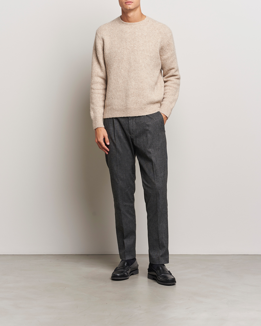 Mies | Housut | NN07 | Bill Pleated Brushed Cotton Trousers Black Melange