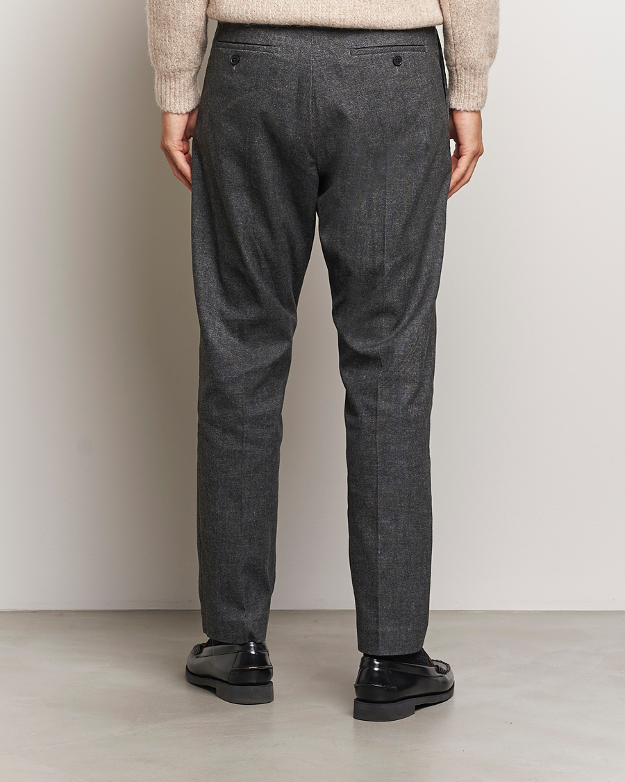 Mies | Housut | NN07 | Bill Pleated Brushed Cotton Trousers Black Melange