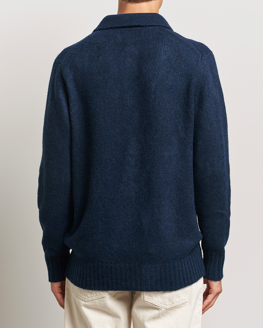Mies | Puserot | NN07 | Lee Brushed Wool Polo Navy Blue