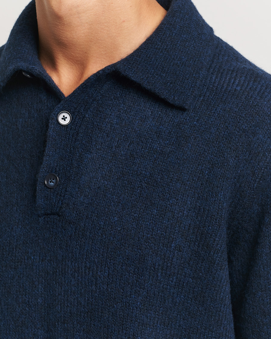 Mies | Puserot | NN07 | Lee Brushed Wool Polo Navy Blue