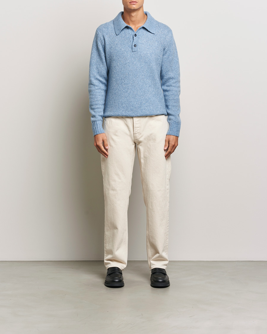 Mies | Puserot | NN07 | Lee Brushed Wool Polo Tink Blue