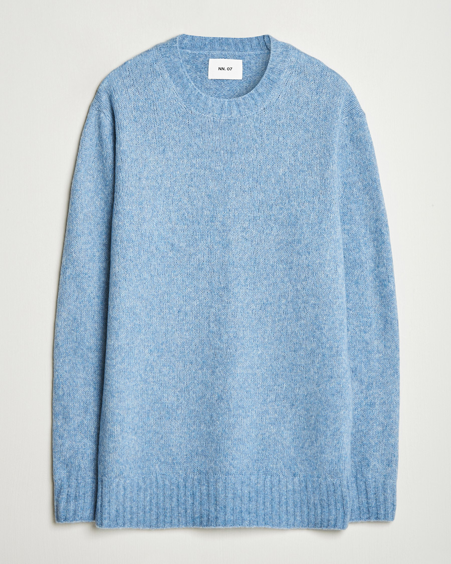 Mies | Puserot | NN07 | Lee Brushed Wool Crew Neck Tink Blue