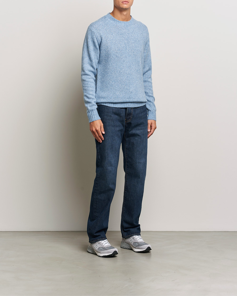 Mies | Puserot | NN07 | Lee Brushed Wool Crew Neck Tink Blue