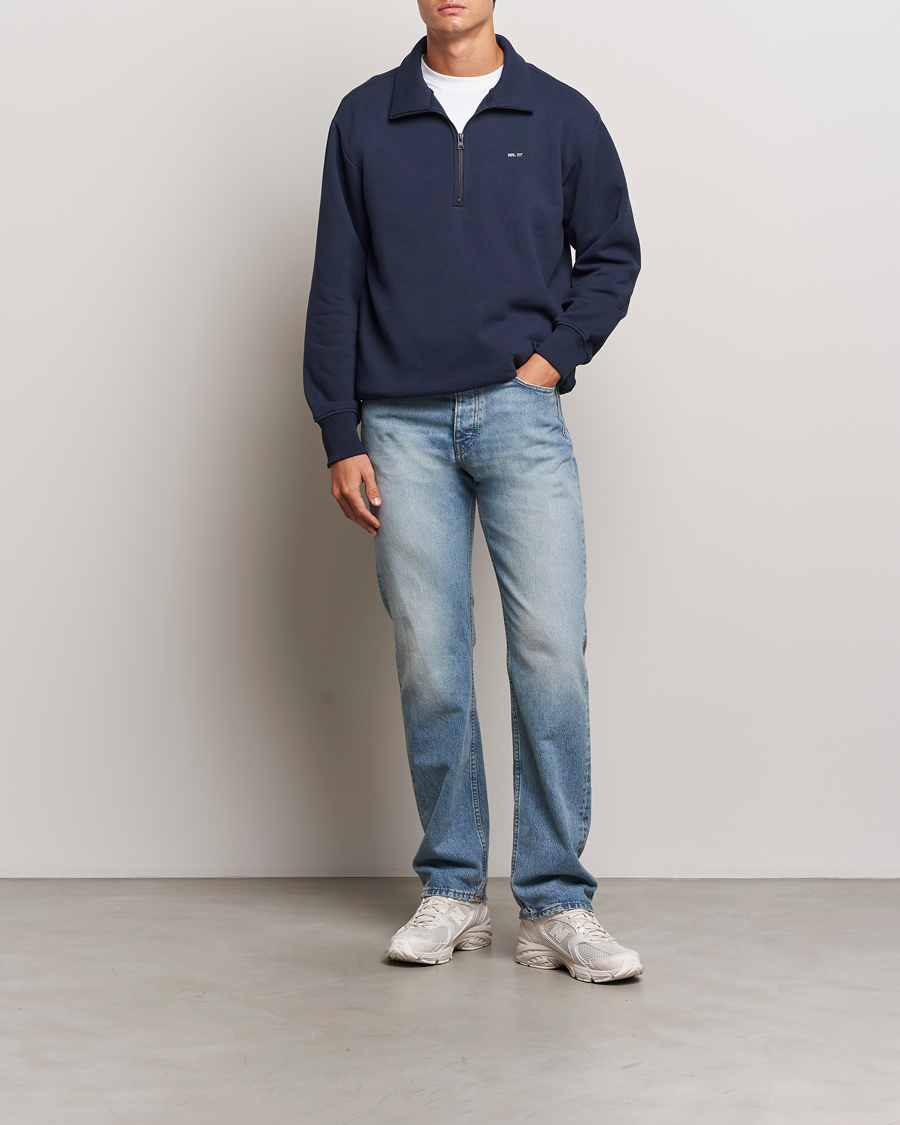 Mies | Puserot | NN07 | Briggs Half Zip Sweatshirt Navy Blue