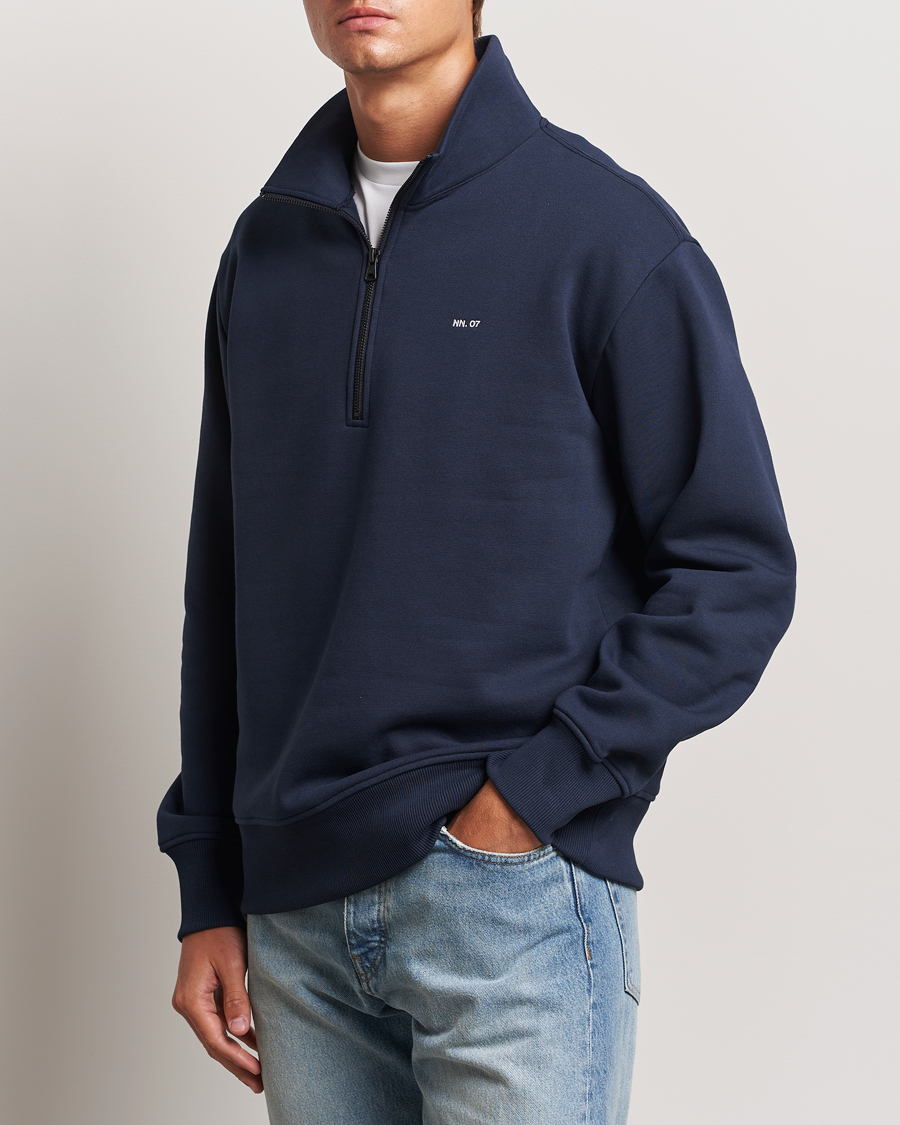 Mies | Puserot | NN07 | Briggs Half Zip Sweatshirt Navy Blue