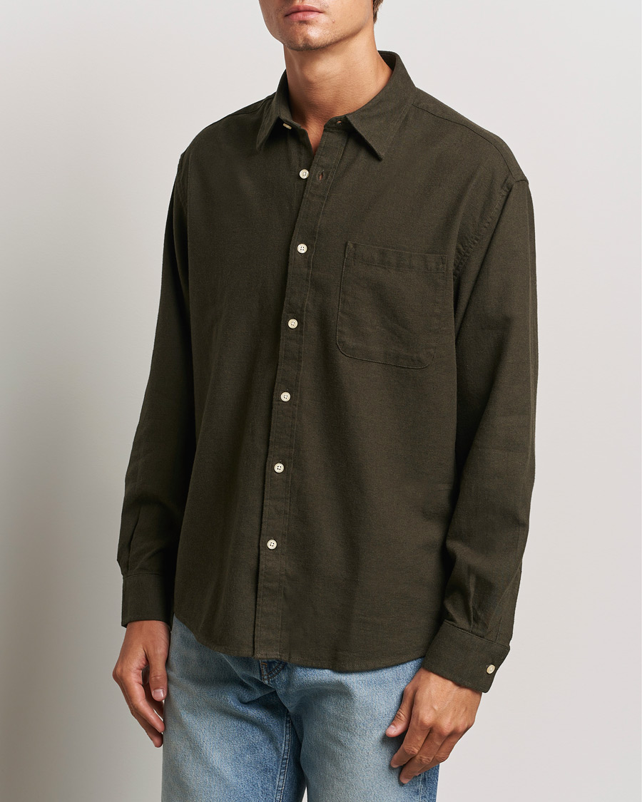 Mies | Kauluspaidat | NN07 | Deon Flannel Checked Shirt Dark Army