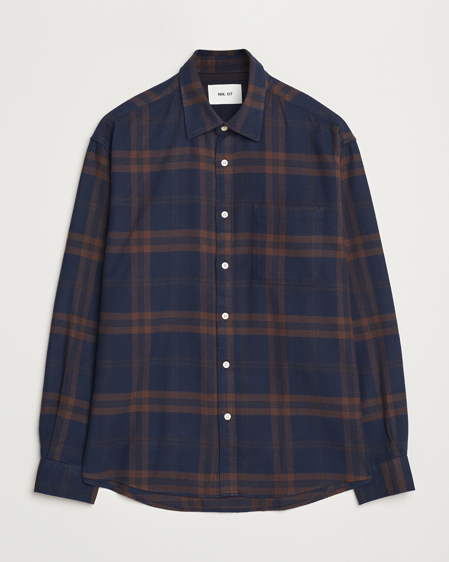 Mies | Kauluspaidat | NN07 | Deon Flannel Shirt Blue/Brown