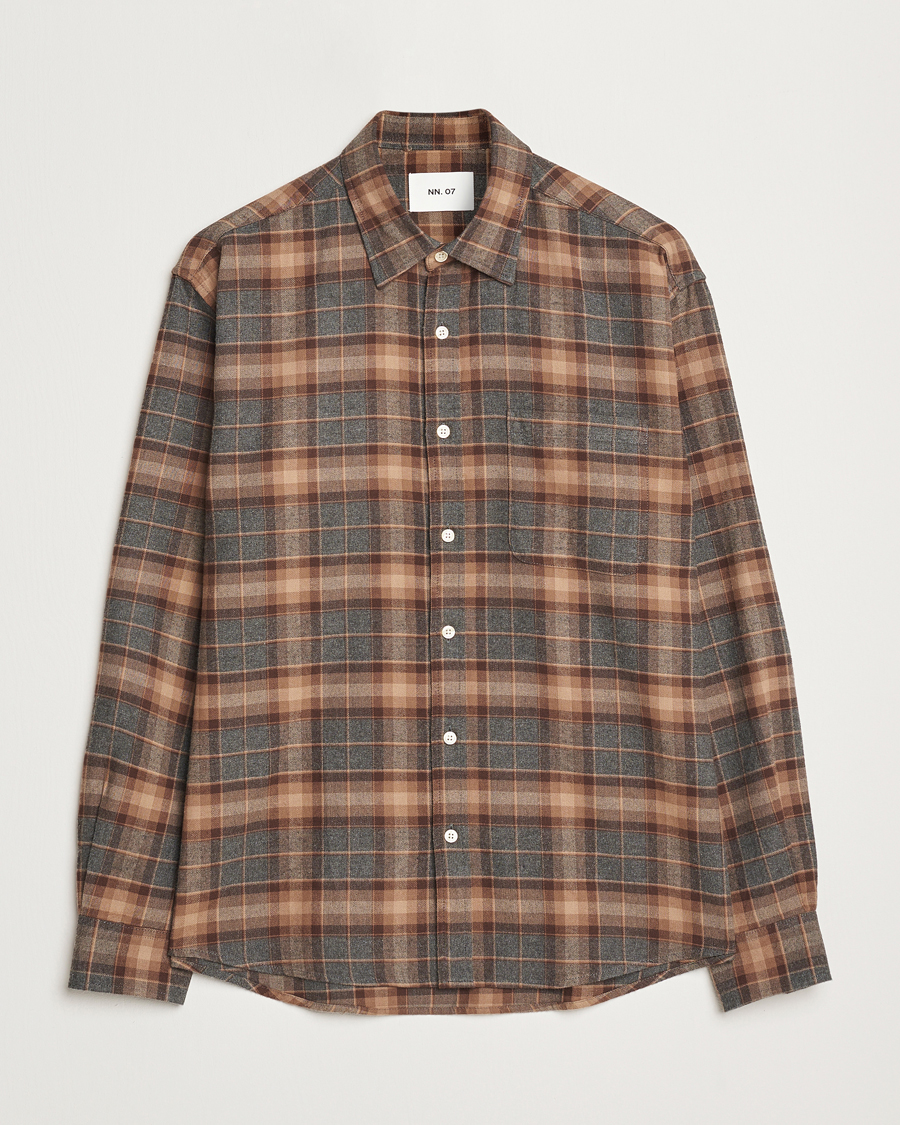 Mies | Kauluspaidat | NN07 | Deon Flannel Checked Shirt Rust Red