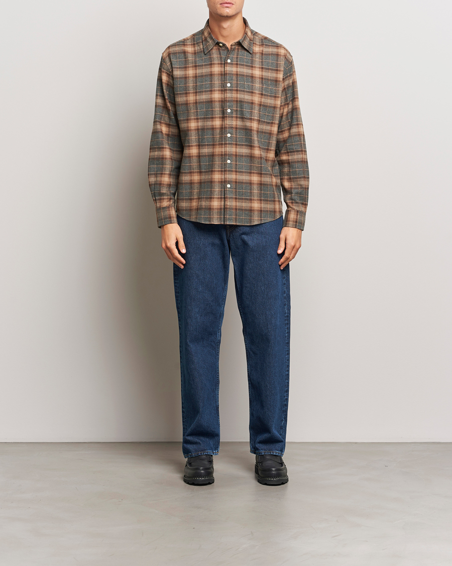 Mies | Kauluspaidat | NN07 | Deon Flannel Checked Shirt Rust Red