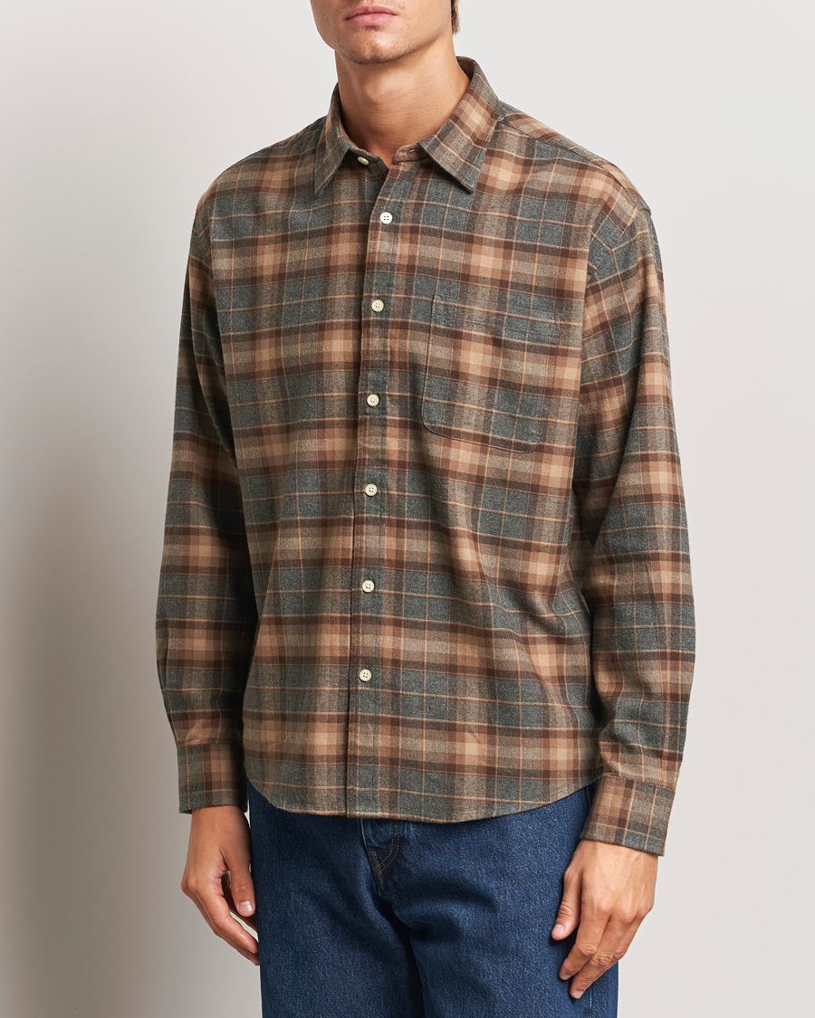 Mies | Kauluspaidat | NN07 | Deon Flannel Checked Shirt Rust Red