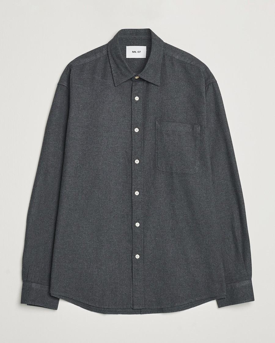 Mies | Kauluspaidat | NN07 | Deon Flannel Shirt Dark Grey Melange