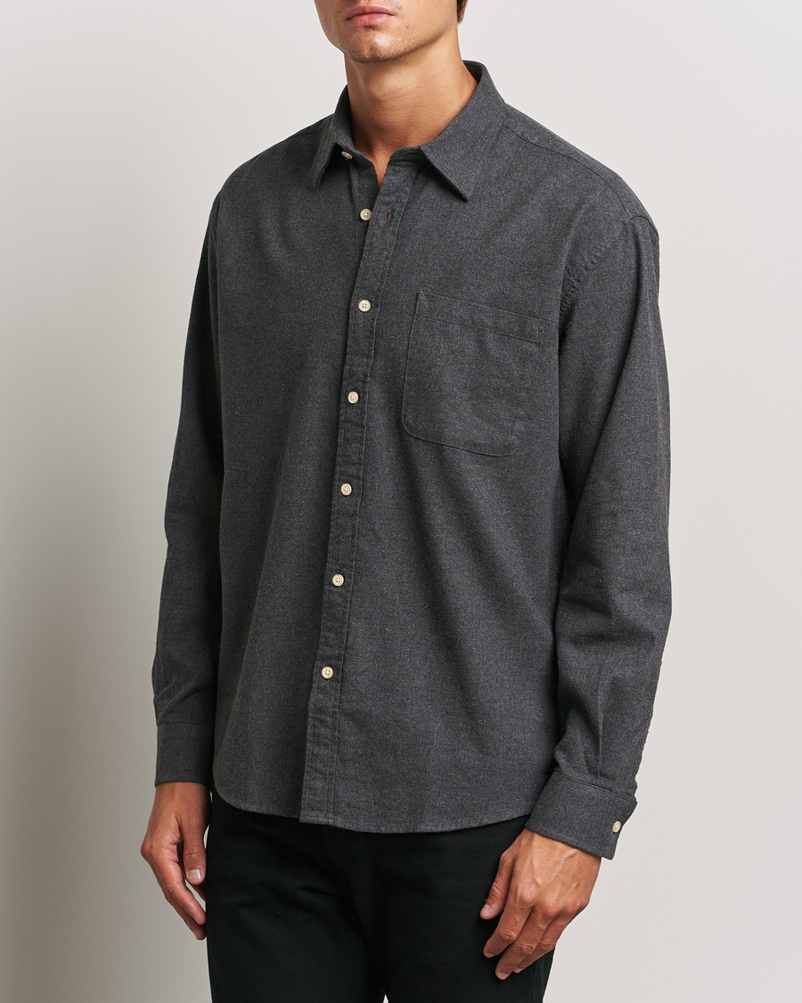Mies | Kauluspaidat | NN07 | Deon Flannel Shirt Dark Grey Melange