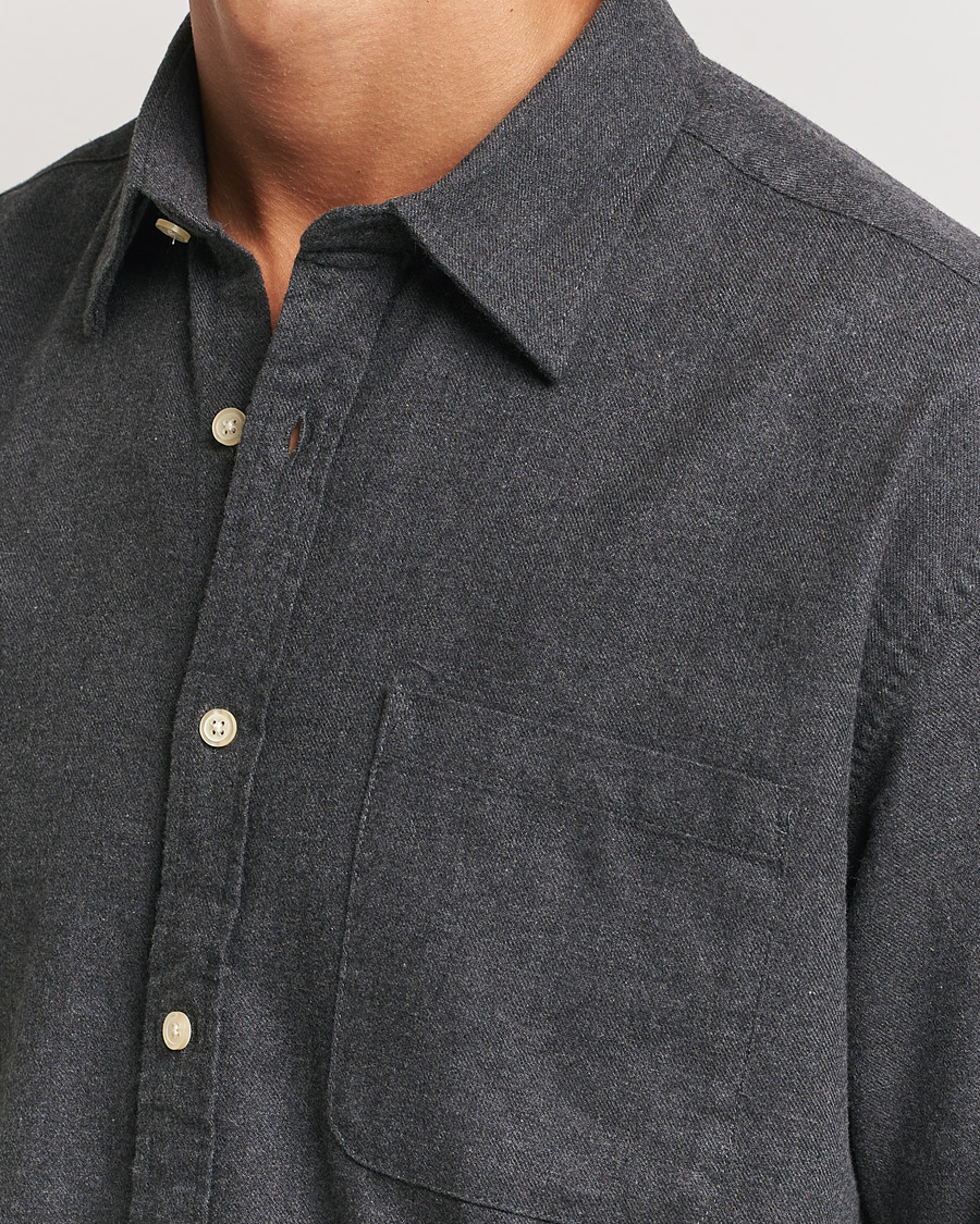 Mies | Kauluspaidat | NN07 | Deon Flannel Shirt Dark Grey Melange