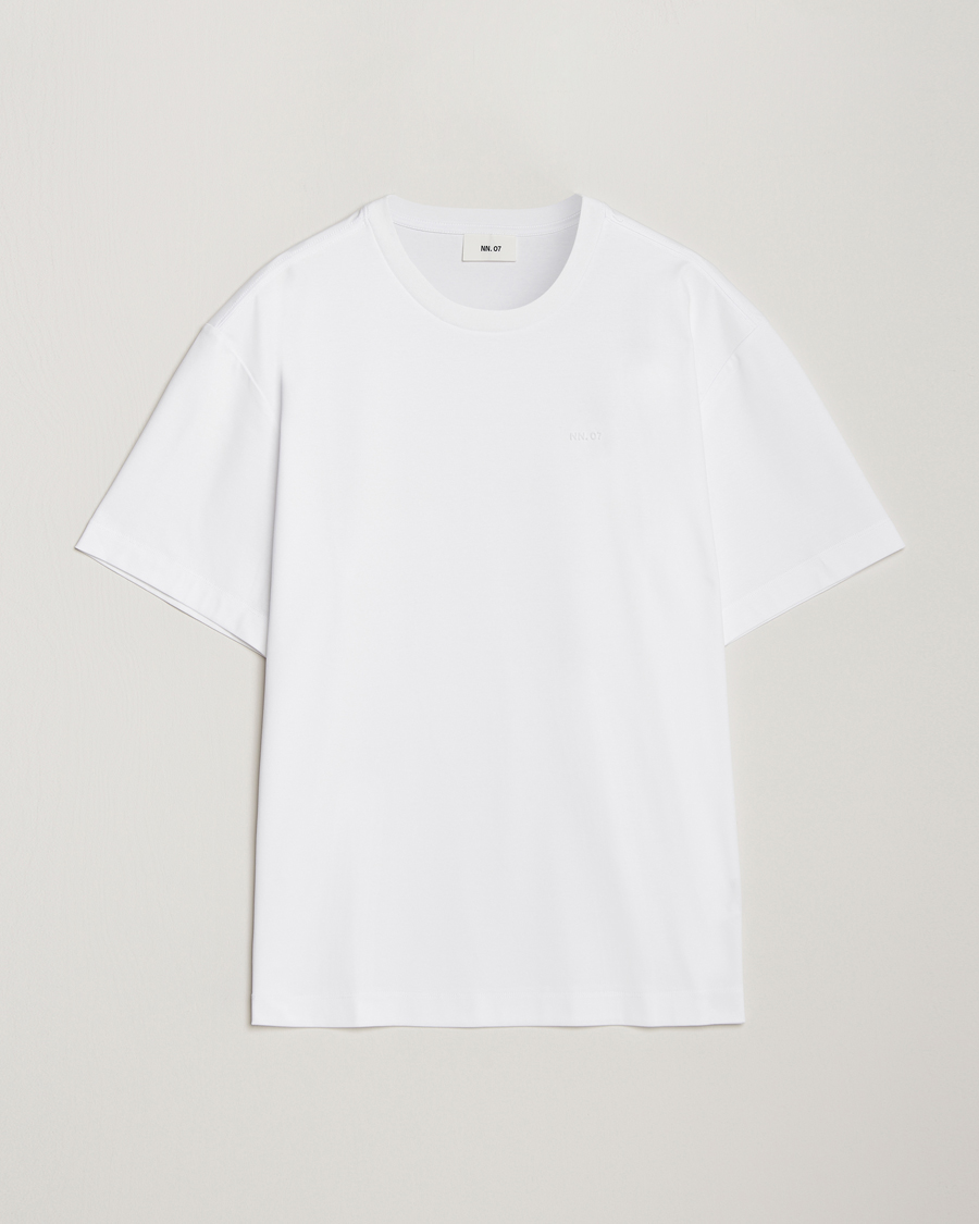 Mies | T-paidat | NN07 | Nat Logo Mercerized Crew Neck T-Shirt White