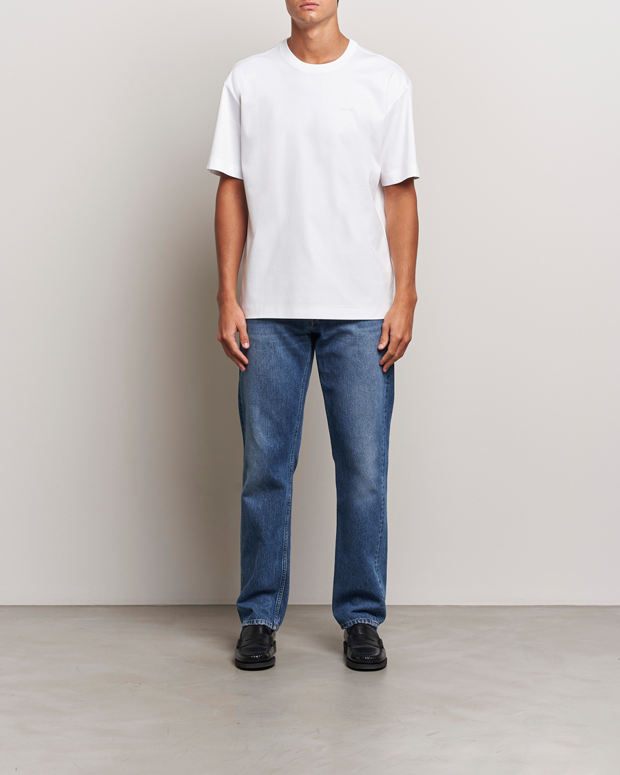 Mies | T-paidat | NN07 | Nat Logo Mercerized Crew Neck T-Shirt White