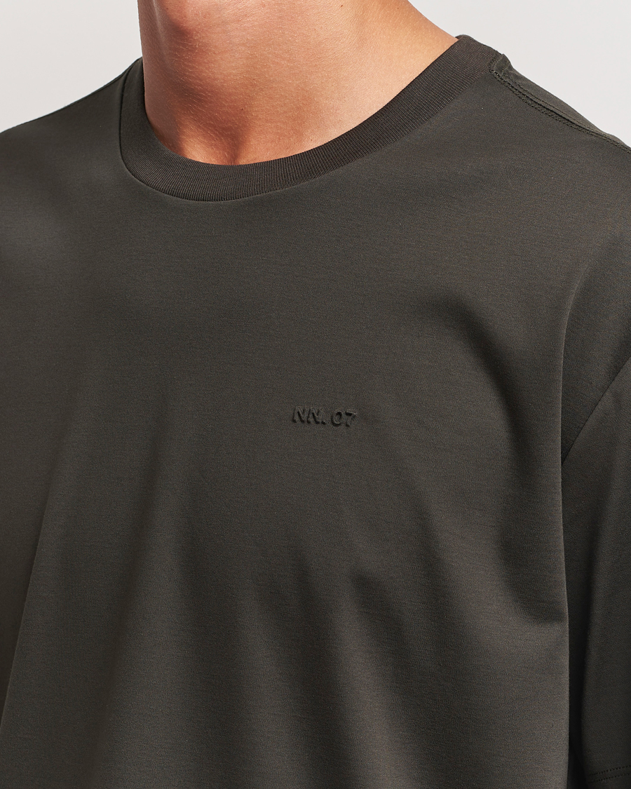 Mies | T-paidat | NN07 | Nat Logo Mercerized Crew Neck T-Shirt Dark Army
