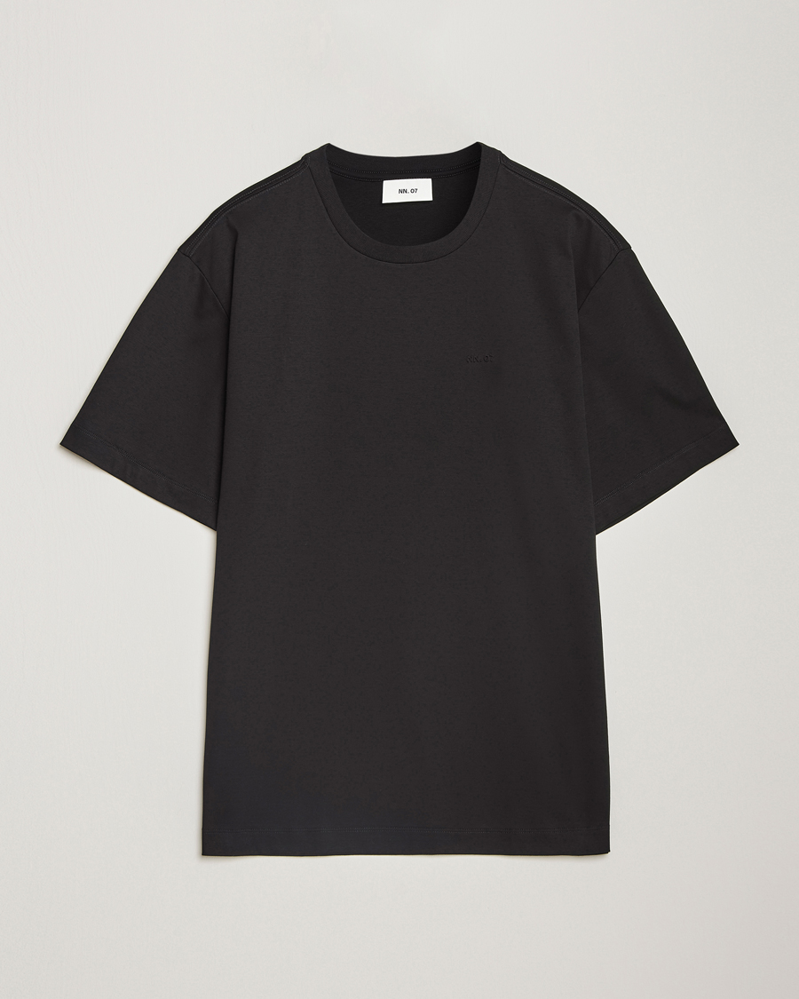 Mies | T-paidat | NN07 | Nat Logo Mercerized Crew Neck T-Shirt Black