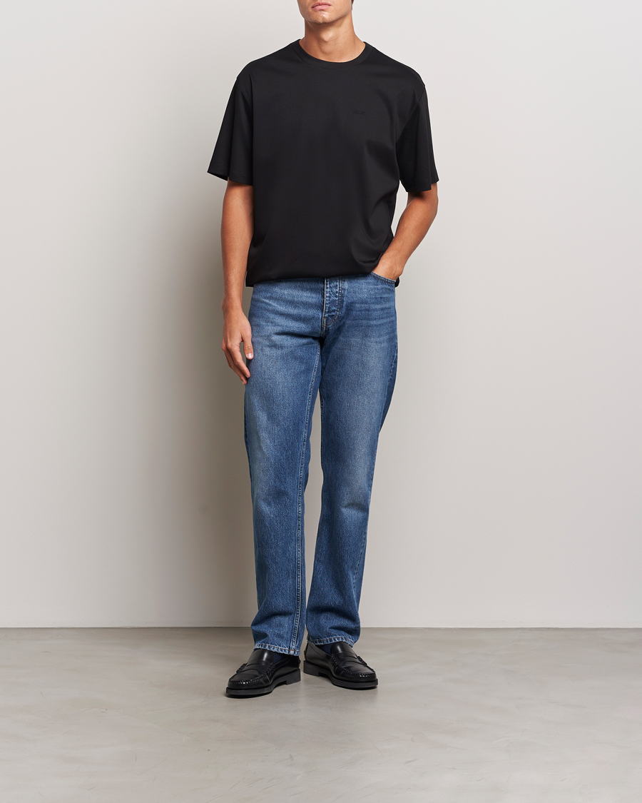 Mies | T-paidat | NN07 | Nat Logo Mercerized Crew Neck T-Shirt Black