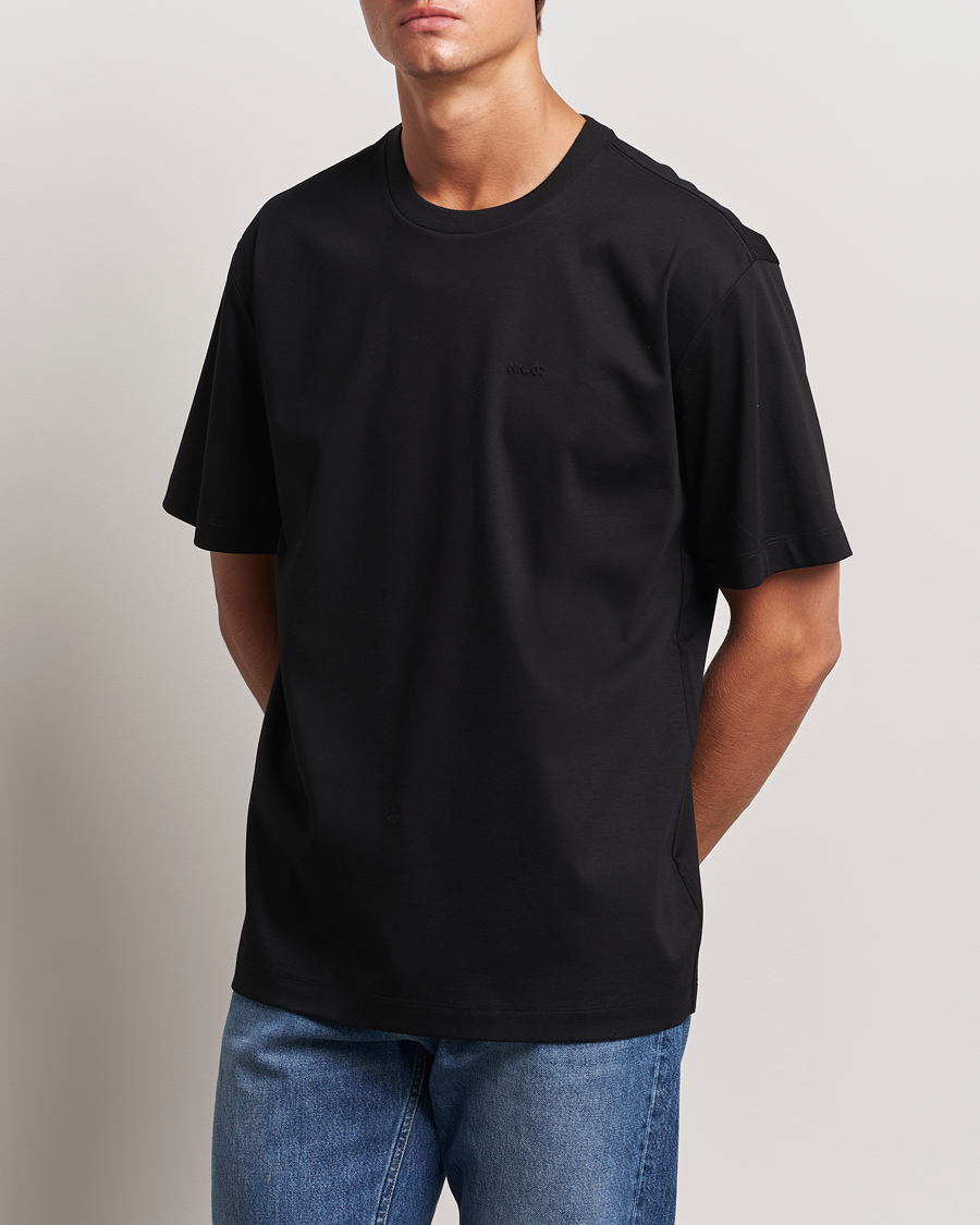Mies | T-paidat | NN07 | Nat Logo Mercerized Crew Neck T-Shirt Black