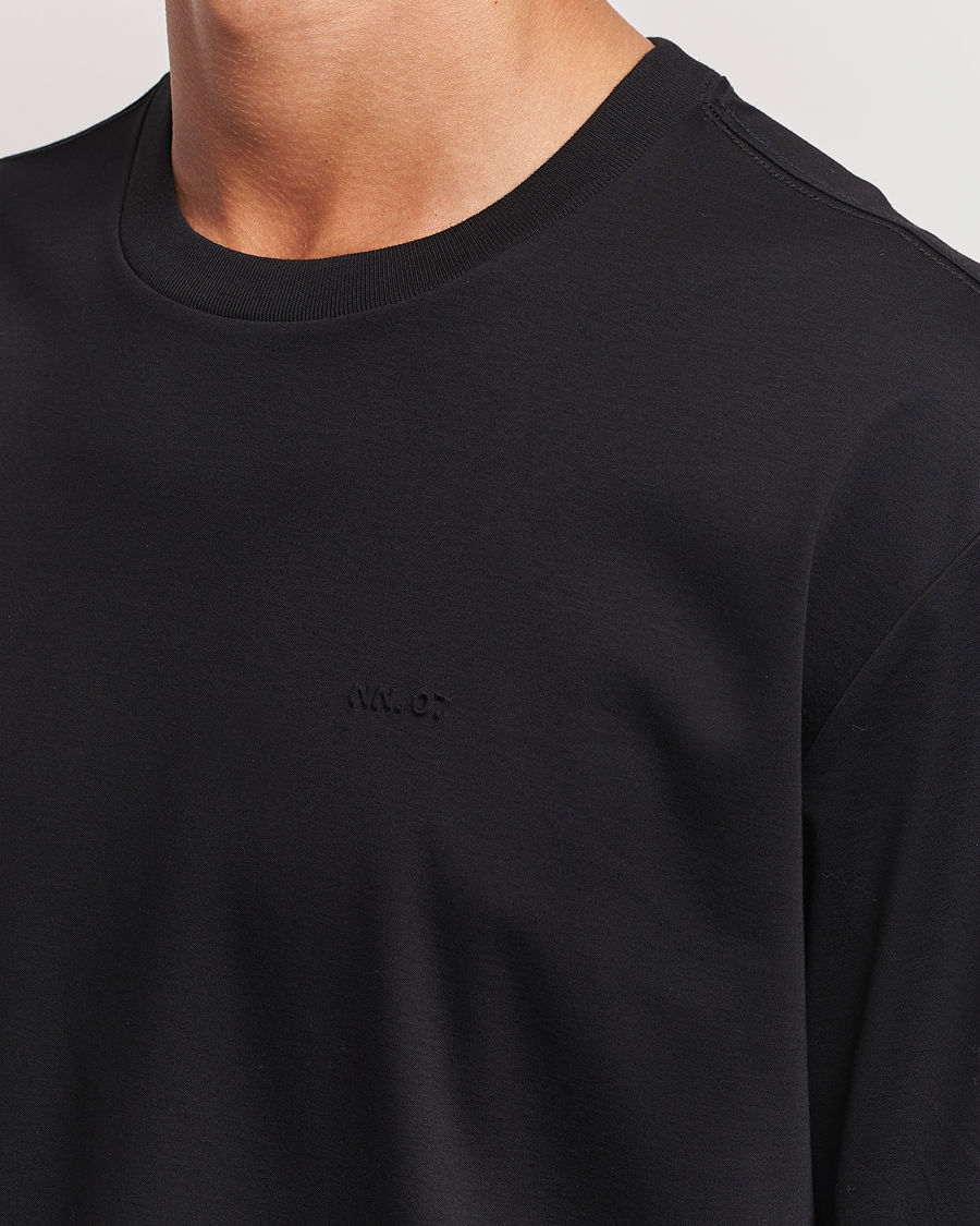 Mies | T-paidat | NN07 | Nat Logo Mercerized Crew Neck T-Shirt Black