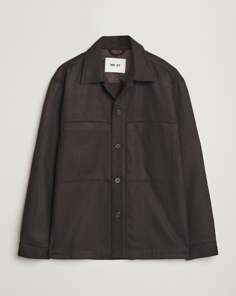 Mies | Kauluspaidat | NN07 | Isak Wool Overshirt Dark Brown