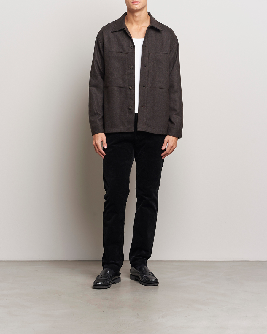 Mies | Kauluspaidat | NN07 | Isak Wool Overshirt Dark Brown