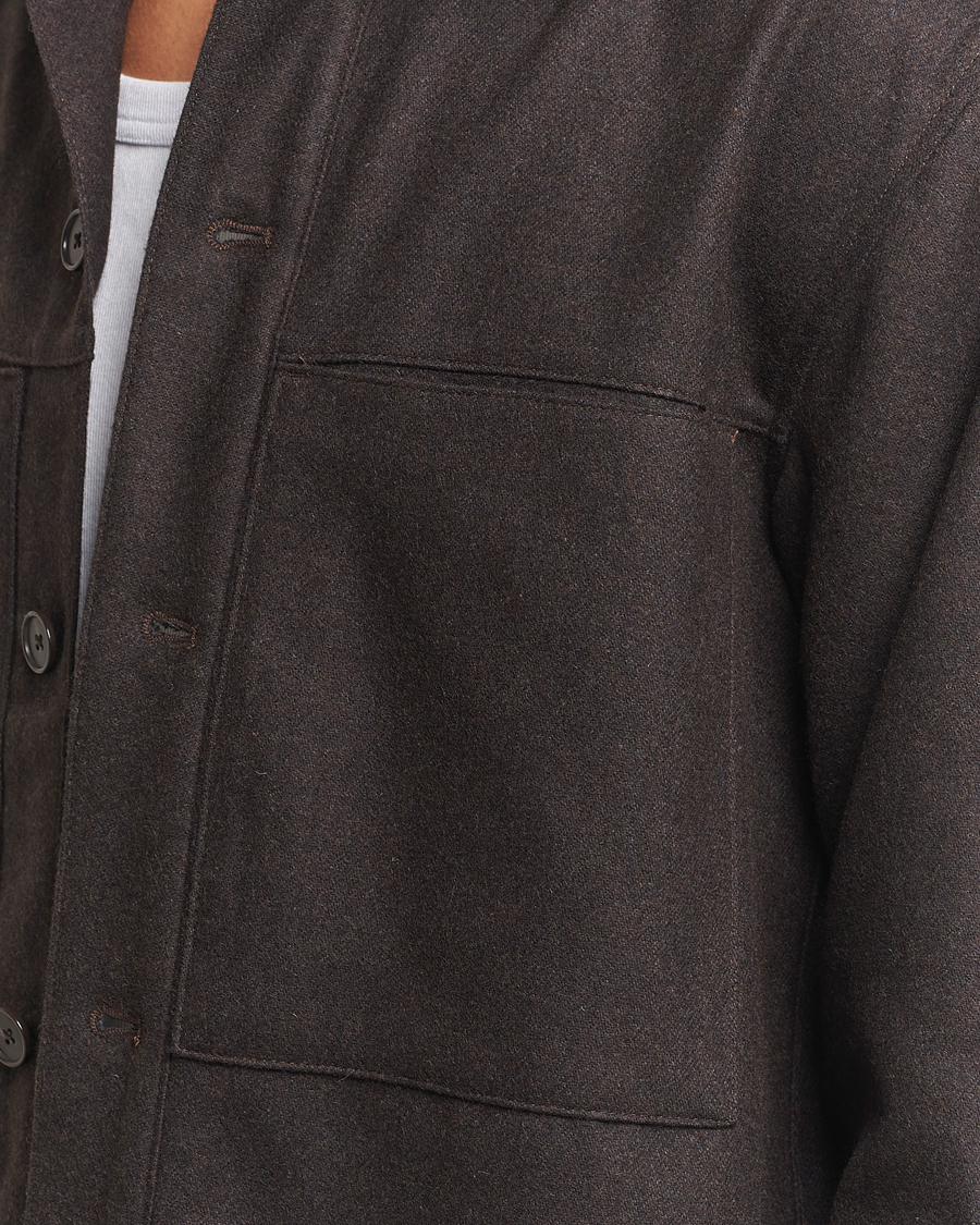 Mies | Kauluspaidat | NN07 | Isak Wool Overshirt Dark Brown