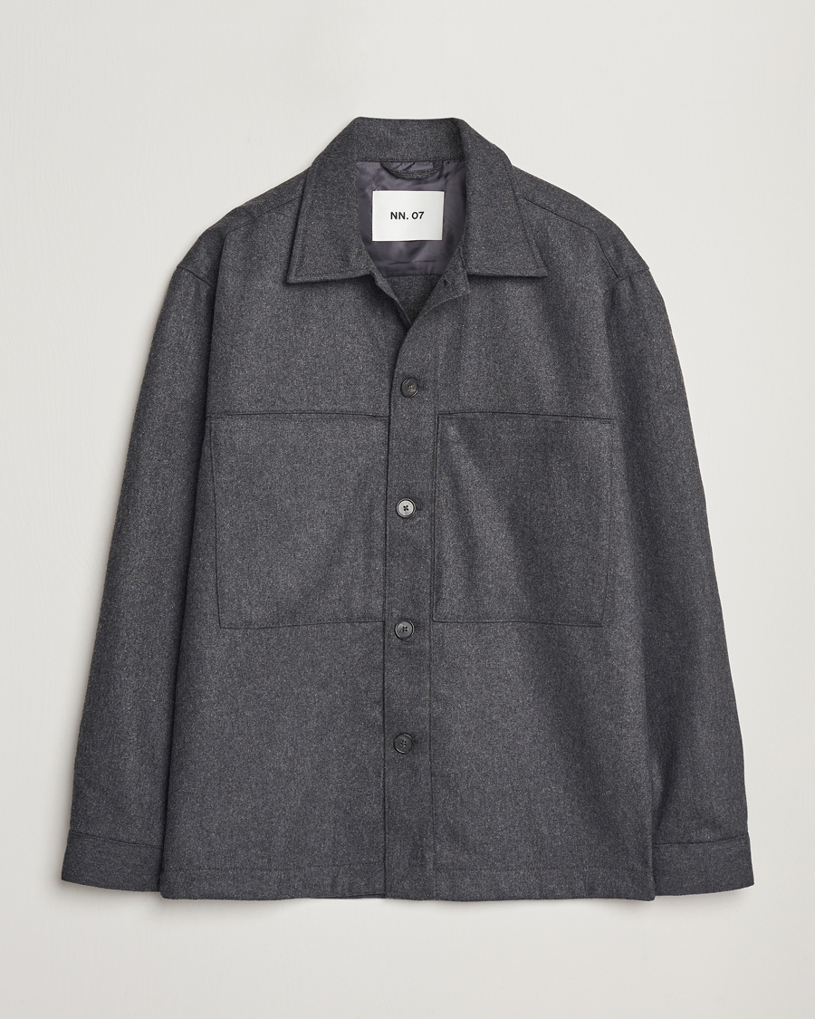 Mies | Kauluspaidat | NN07 | Isak Wool Overshirt Grey Melange