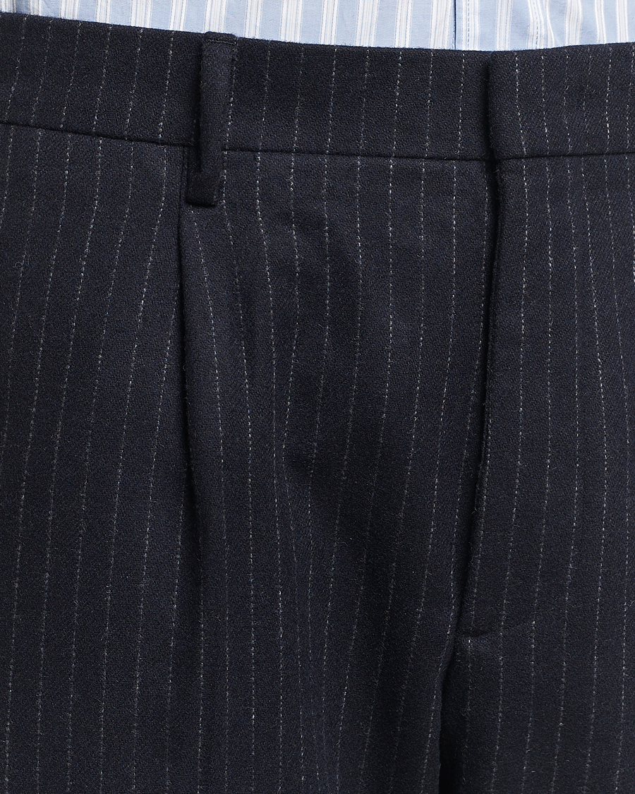 Mies | Housut | NN07 | Bill Wool Pleated Trousers Navy Blue Pinstripe