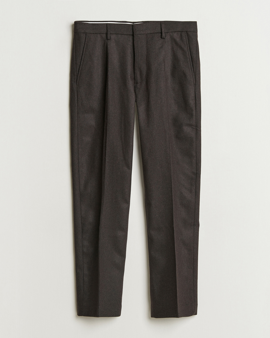 Mies | Housut | NN07 | Bill Wool Pleated Trousers Dark Brown