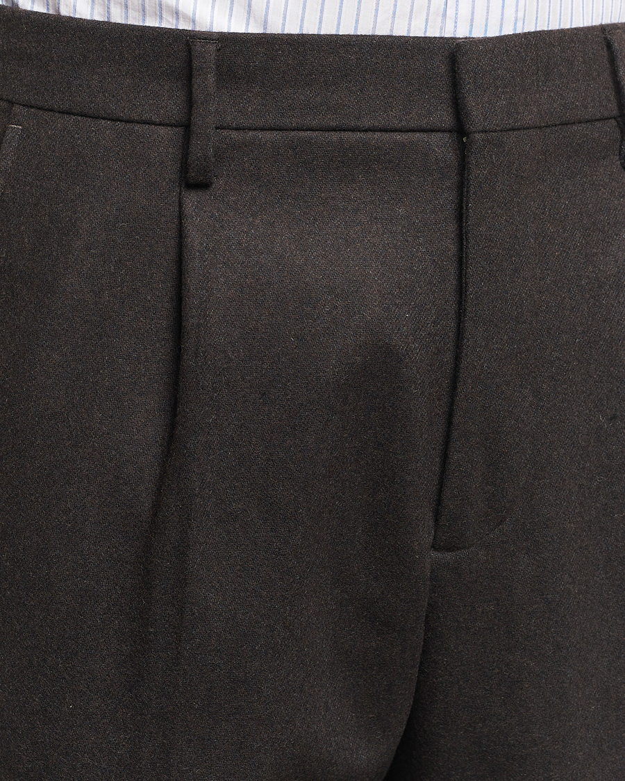 Mies | Housut | NN07 | Bill Wool Pleated Trousers Dark Brown