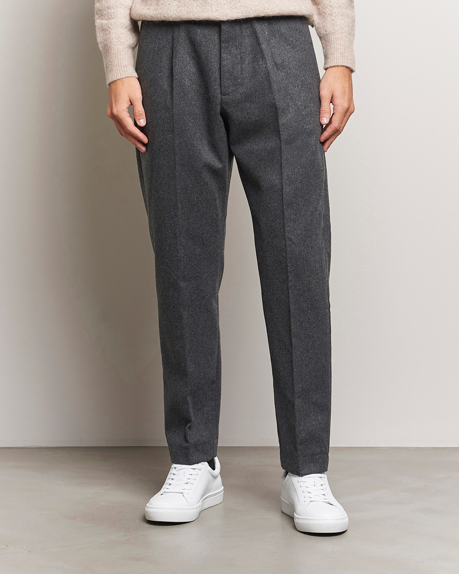 Mies | Housut | NN07 | Bill Wool Pleated Trousers Grey Melange