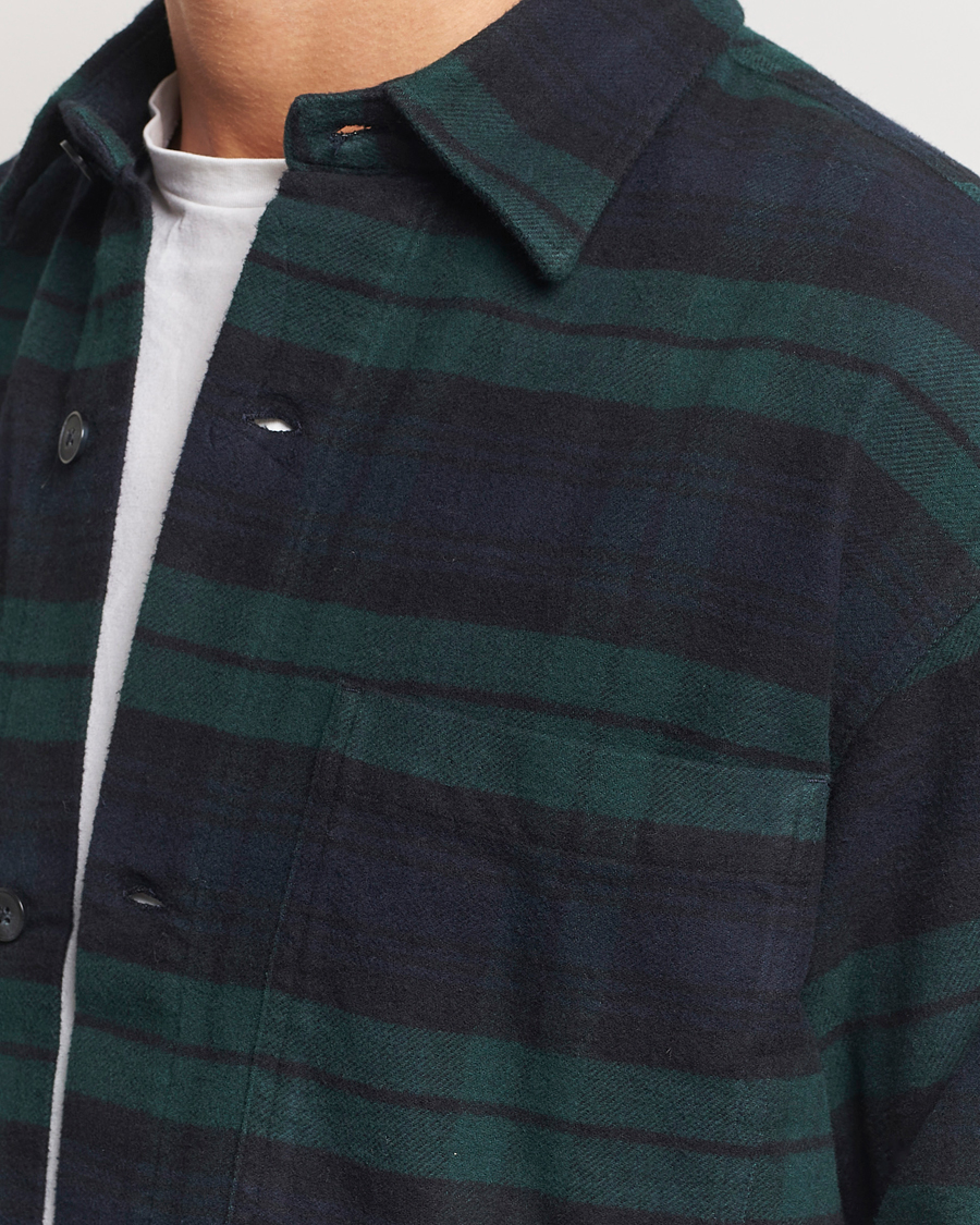 Mies | Kauluspaidat | NN07 | Adwin Checked Flannel Overshirt Green/Blue