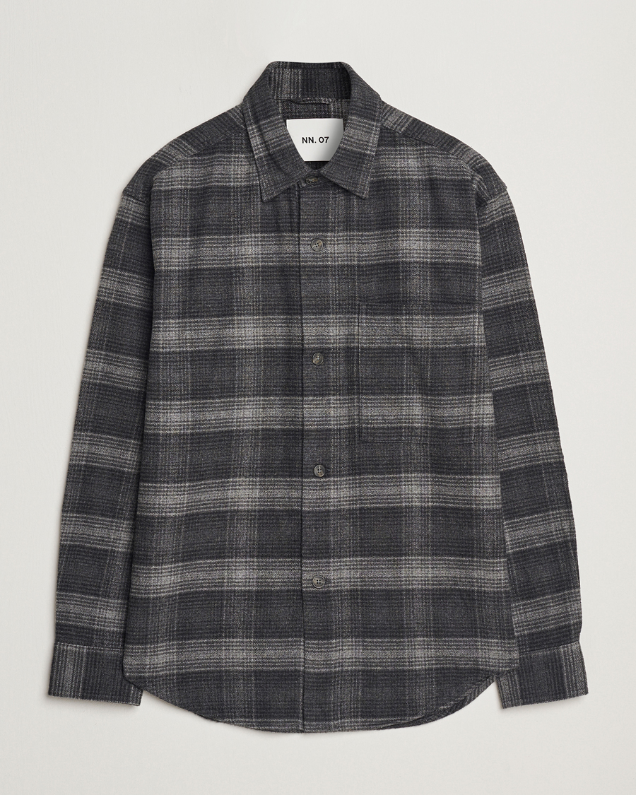Mies | Kauluspaidat | NN07 | Adwin Checked Flannel Overshirt Black/Grey