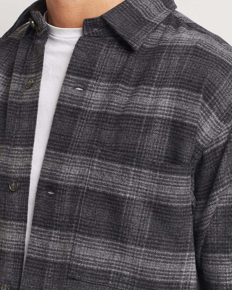 Mies | Kauluspaidat | NN07 | Adwin Checked Flannel Overshirt Black/Grey