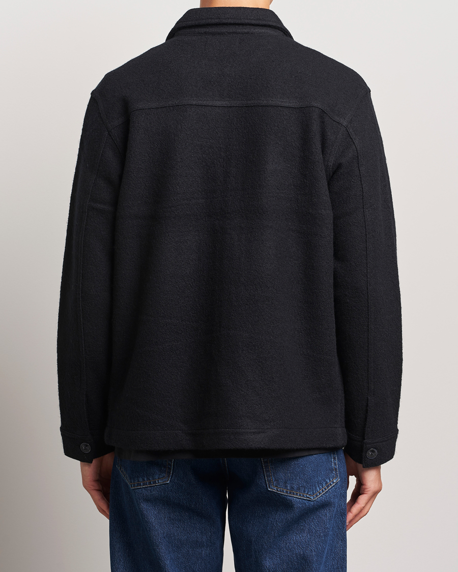 Mies | Puserot | NN07 | Isak Boiled Wool Full Zip Black