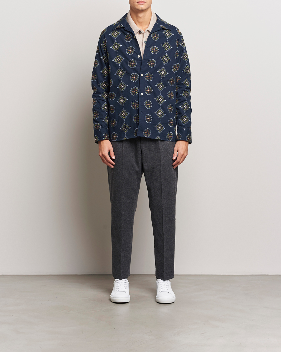 Mies | Kauluspaidat | NN07 | Julio Crochet Shirt Navy Blue