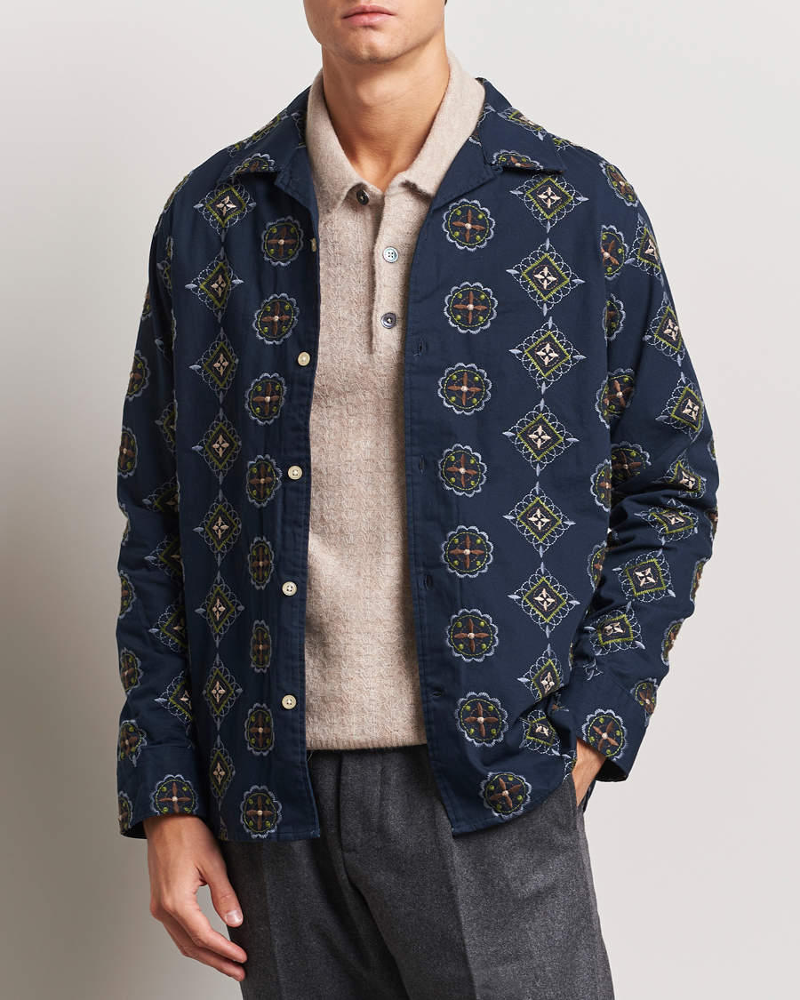 Mies | Kauluspaidat | NN07 | Julio Crochet Shirt Navy Blue