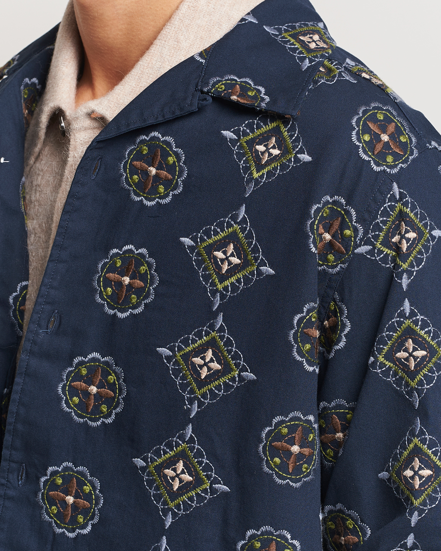 Mies | Kauluspaidat | NN07 | Julio Crochet Shirt Navy Blue