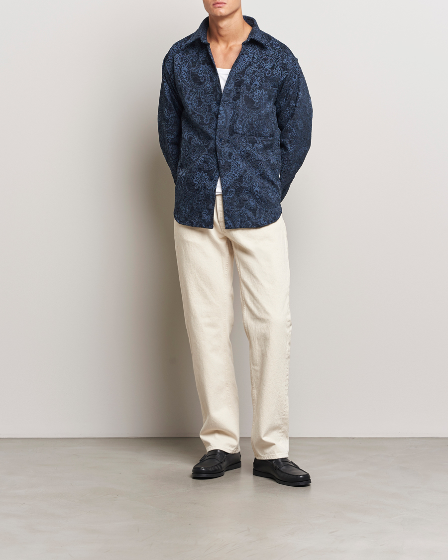 Mies | Kauluspaidat | NN07 | Adwin Flower Overshirt Navy Blue