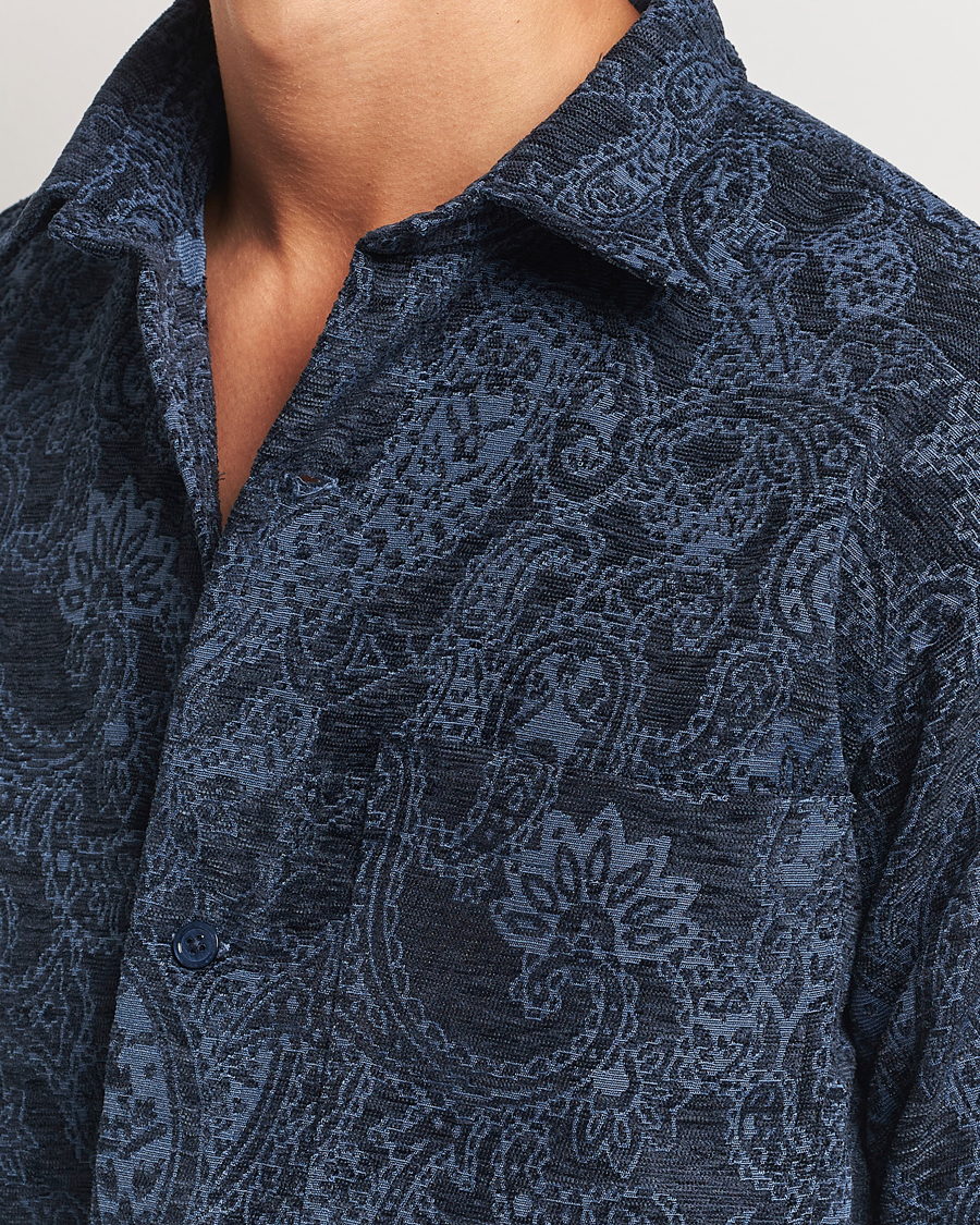 Mies | Kauluspaidat | NN07 | Adwin Flower Overshirt Navy Blue
