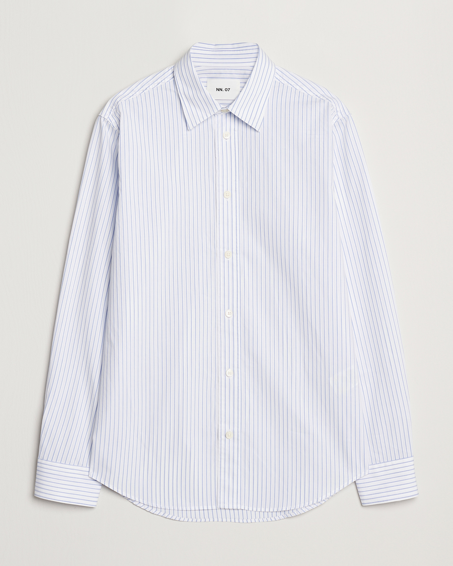 Mies | Kauluspaidat | NN07 | Colby Poplin Striped Shirt White/Blue
