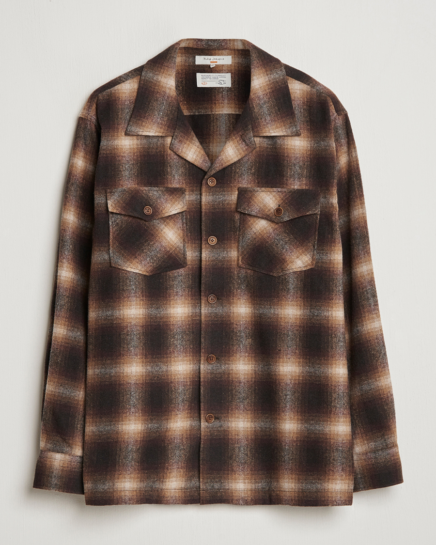 Mies | Kauluspaidat | Nudie Jeans | Vincent Shadow Check Overshirt Brown/Beige